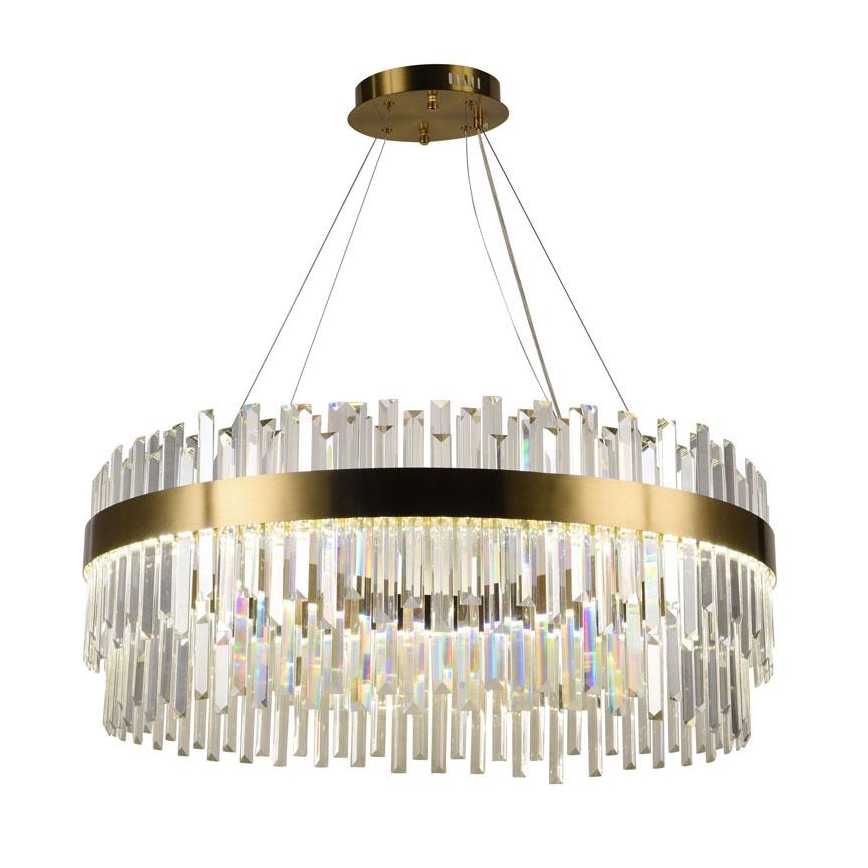 LED Zatemnitveni kristalni lestenec na vrvici LED/110W/230V 3000-6500K zlata + Daljinski upravljalnik