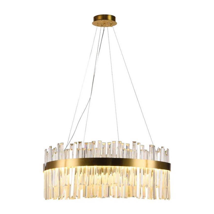 LED Zatemnitveni kristalni lestenec na vrvici LED/110W/230V 3000-6500K zlata + Daljinski upravljalnik
