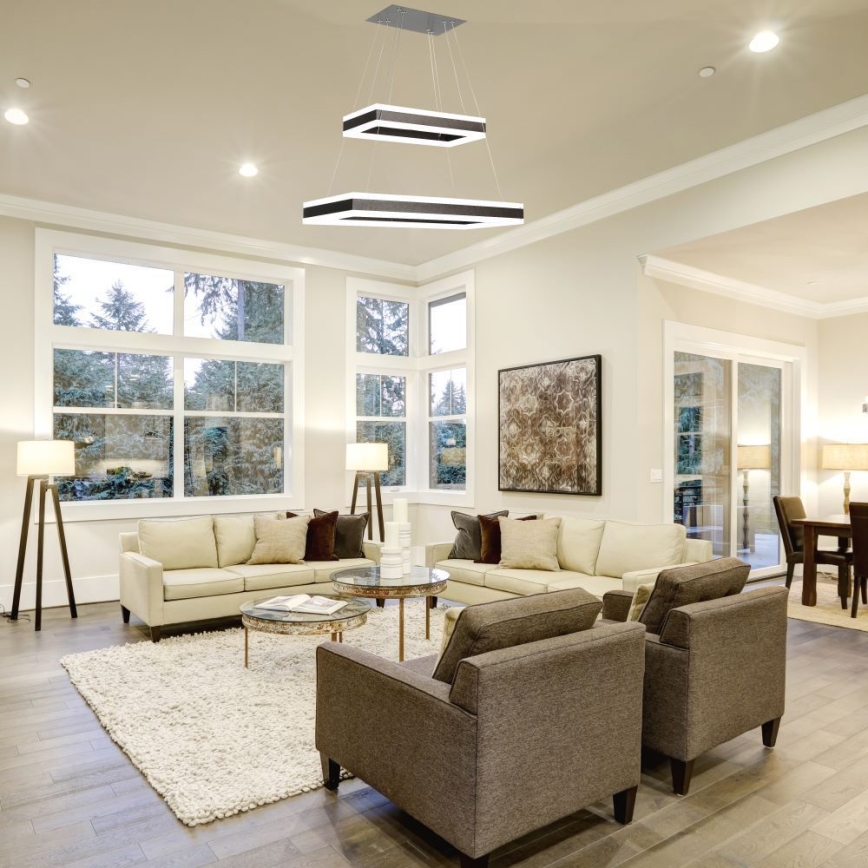 LED Zatemnitveni lestenec na vrvici LED/113W/230V 3000K rjava