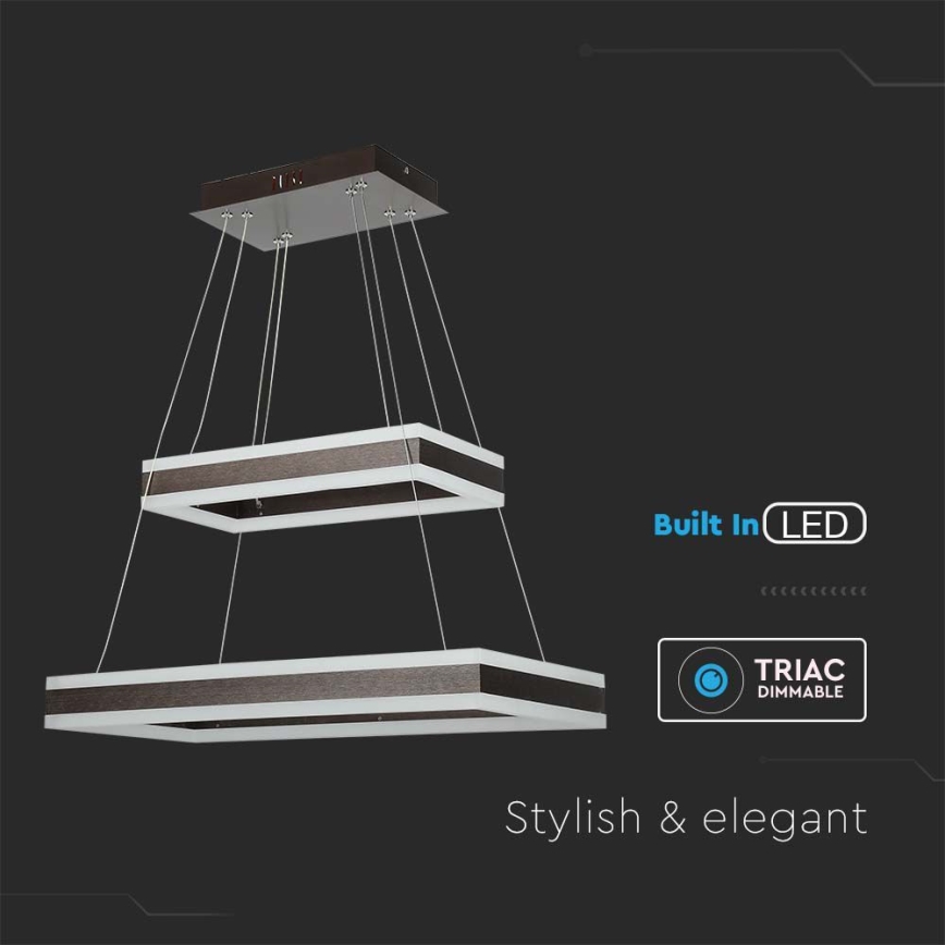 LED Zatemnitveni lestenec na vrvici LED/113W/230V 3000K rjava