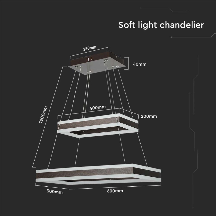 LED Zatemnitveni lestenec na vrvici LED/113W/230V 3000K rjava