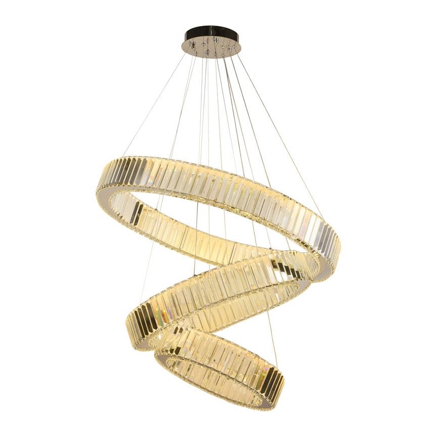 LED Zatemnitven kristal lestenec na vrvici LED/115W/230V 3000-6500K sijajni krom + Daljinski upravljalnik