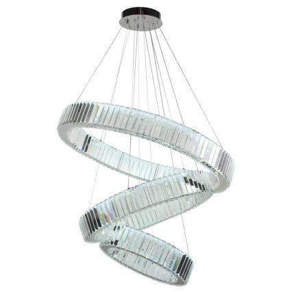 LED Zatemnitven kristal lestenec na vrvici LED/115W/230V 3000-6500K sijajni krom + Daljinski upravljalnik
