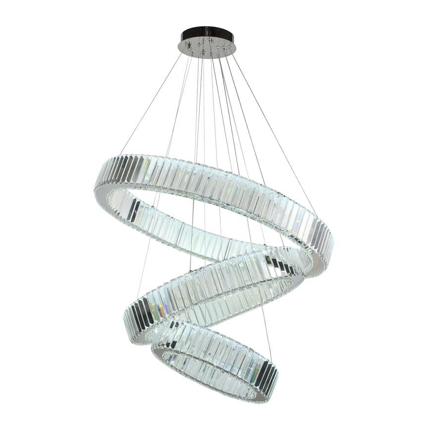 LED Zatemnitven kristal lestenec na vrvici LED/115W/230V 3000-6500K sijajni krom + Daljinski upravljalnik