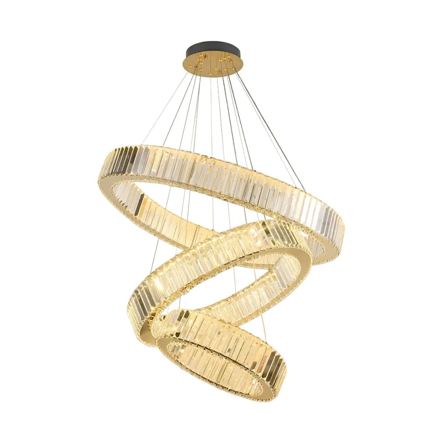 LED Zatemnitveni kristalni lestenec na vrvici LED/115W/230V 3000-6500K krom/zlata + Daljinski upravljalnik
