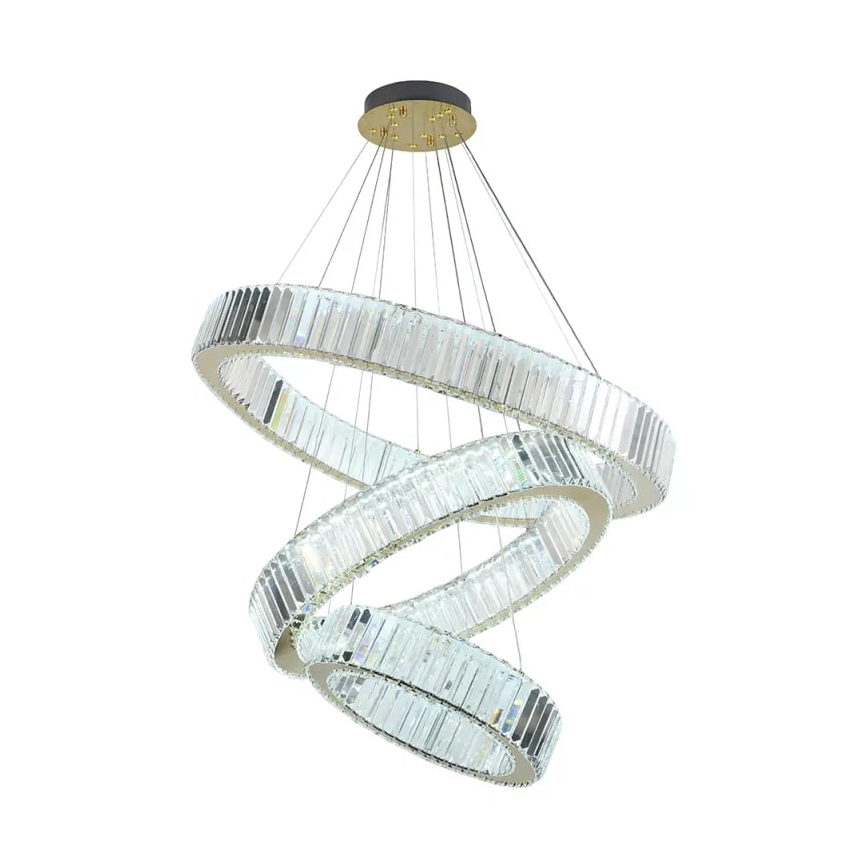LED Zatemnitveni kristalni lestenec na vrvici LED/115W/230V 3000-6500K krom/zlata + Daljinski upravljalnik