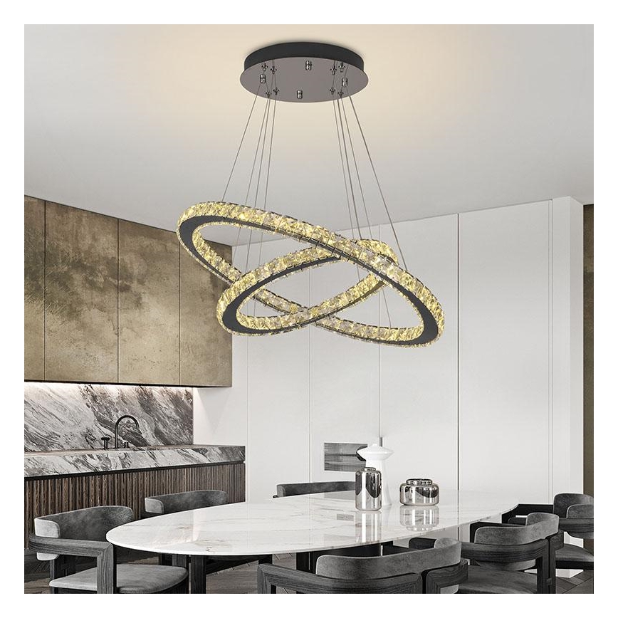 LED Zatemnitveni kristalni lestenec na vrvici LED/115W/230V 3000-6500K srebrna + Daljinski upravljalnik