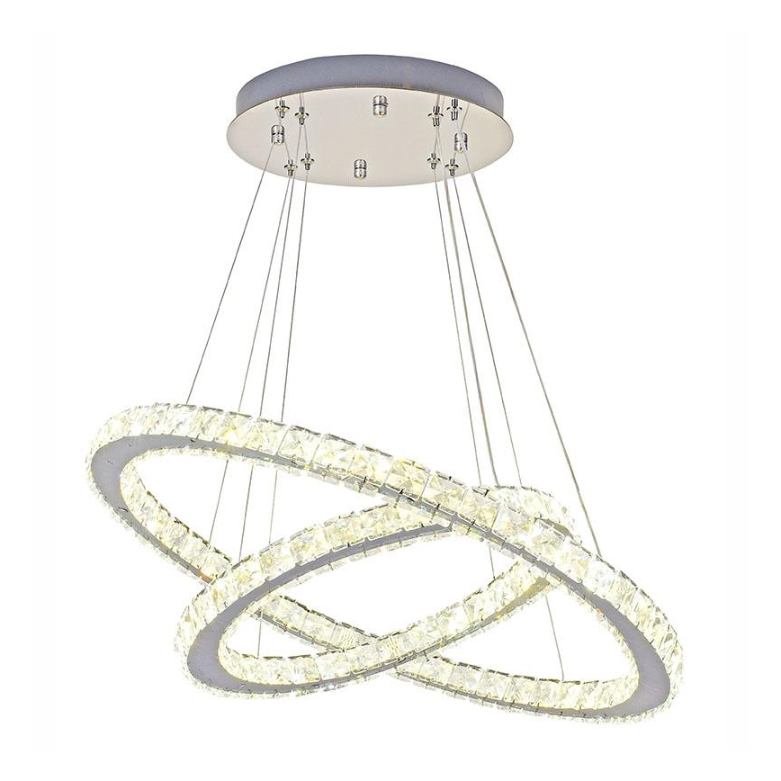 LED Zatemnitveni kristalni lestenec na vrvici LED/115W/230V 3000-6500K srebrna + Daljinski upravljalnik