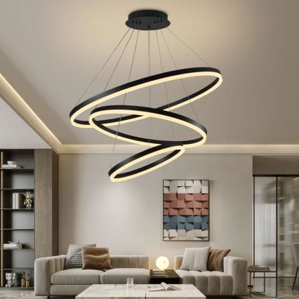 LED Zatemnitveni lestenec na vrvici LED/125W/230V 3000-6500K pr. 80 cm + Daljinski upravljalnik