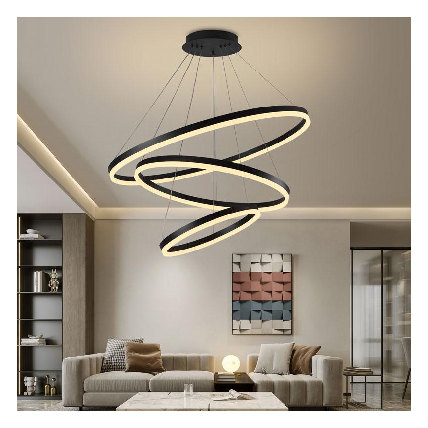 LED Zatemnitveni lestenec na vrvici LED/125W/230V 3000-6500K pr. 80 cm + Daljinski upravljalnik