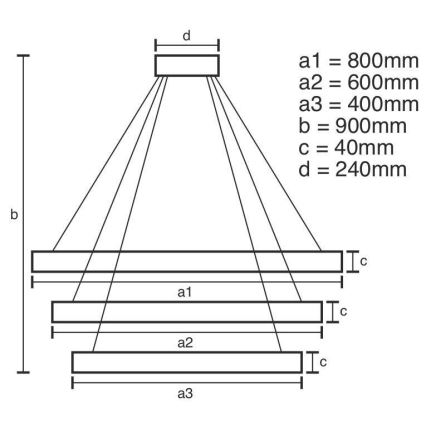 LED Zatemnitveni lestenec na vrvici LED/125W/230V 3000-6500K + Daljinski upravljalnik