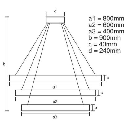 LED Zatemnitveni lestenec na vrvici LED/125W/230V 3000-6500K + Daljinski upravljalnik