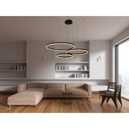 LED Zatemnitveni lestenec na vrvici LED/125W/230V 3000-6500K pr. 80 cm + Daljinski upravljalnik