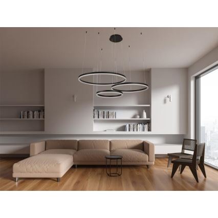LED Zatemnitveni lestenec na vrvici LED/125W/230V 3000-6500K pr. 80 cm + Daljinski upravljalnik