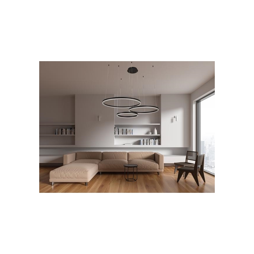 LED Zatemnitveni lestenec na vrvici LED/125W/230V 3000-6500K pr. 80 cm + Daljinski upravljalnik
