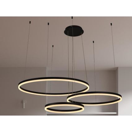 LED Zatemnitveni lestenec na vrvici LED/125W/230V 3000-6500K pr. 80 cm + Daljinski upravljalnik