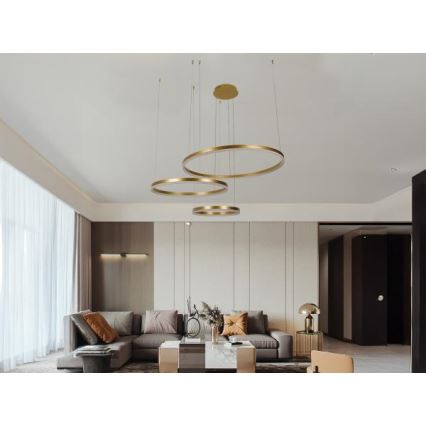 LED Zatemnitveni lestenec na vrvici LED/125W/230V 3000-6500K pr. 80 cm + Daljinski upravljalnik