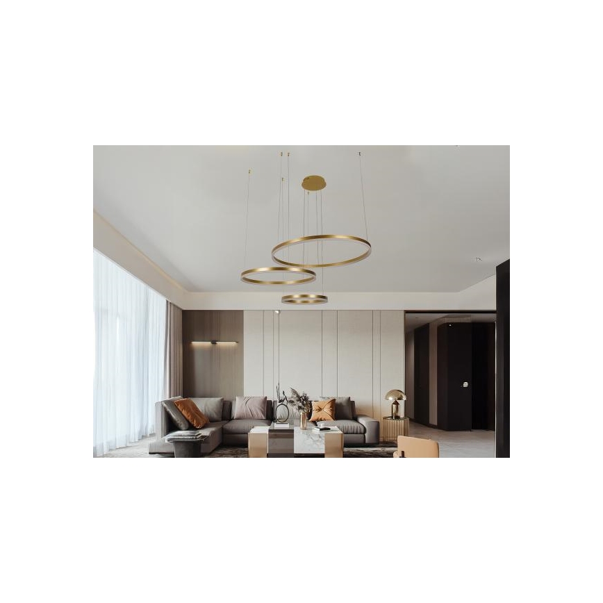 LED Zatemnitveni lestenec na vrvici LED/125W/230V 3000-6500K pr. 80 cm + Daljinski upravljalnik