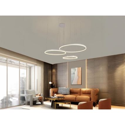 LED Zatemnitveni lestenec na vrvici LED/125W/230V 3000-6500K pr. 80 cm + Daljinski upravljalnik