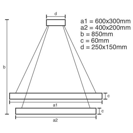 LED Zatemnitveni lestenec na vrvici LED/130W/230V 3000-6500K + Daljinski upravljalnik