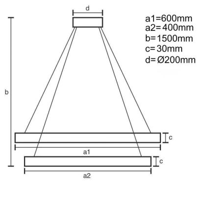 LED Zatemnitveni lestenec na vrvici LED/130W/230V 3000-6500K + Daljinski upravljalnik