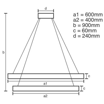 LED Zatemnitveni lestenec na vrvici LED/135W/230V 3000-6500K + Daljinski upravljalnik