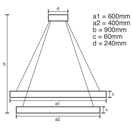 LED Zatemnitveni lestenec na vrvici LED/135W/230V 3000-6500K pr. 60 cm + Daljinski upravljalnik