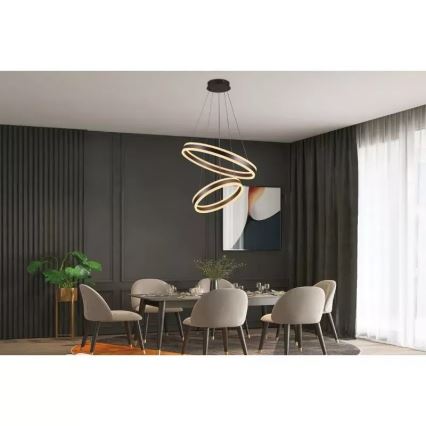 LED Zatemnitveni lestenec na vrvici LED/135W/230V 3000-6500K pr. 60 cm + Daljinski upravljalnik