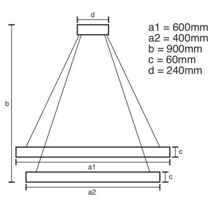 LED Zatemnitveni lestenec na vrvici LED/135W/230V 3000-6500K + Daljinski upravljalnik