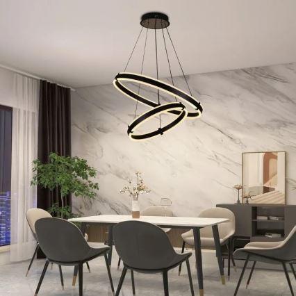 LED Zatemnitveni lestenec na vrvici LED/140W/230V 3000-6500K pr. 60 cm + Daljinski upravljalnik