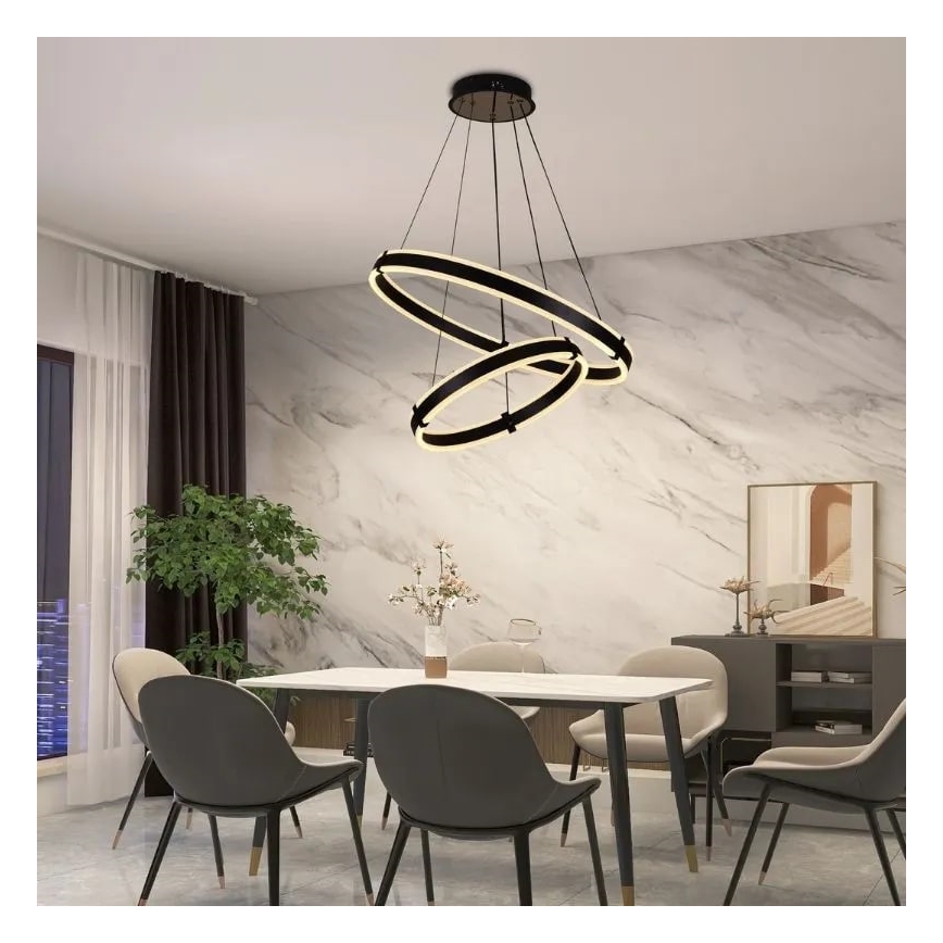 LED Zatemnitveni lestenec na vrvici LED/140W/230V 3000-6500K pr. 60 cm + Daljinski upravljalnik