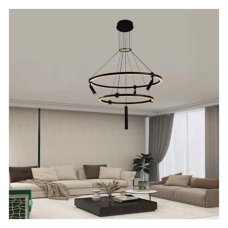 LED Zatemnitveni lestenec na vrvici LED/140W/230V 3000-6500K + Daljinski upravljalnik