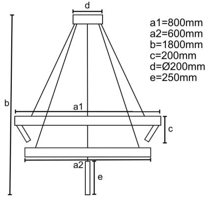 LED Zatemnitveni lestenec na vrvici LED/140W/230V 3000-6500K + Daljinski upravljalnik