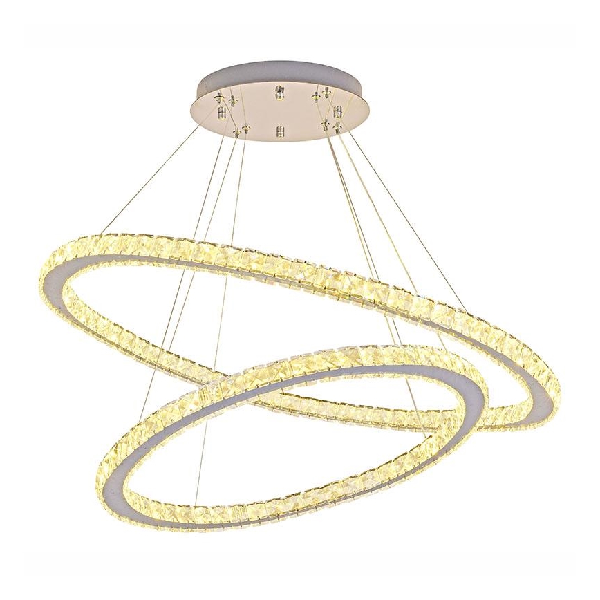 LED Zatemnitveni kristalni lestenec na vrvici LED/160W/230V 3000-6500K srebrna + Daljinski upravljalnik