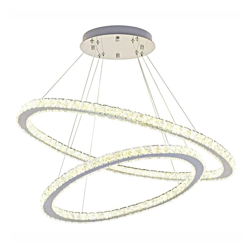 LED Zatemnitveni kristalni lestenec na vrvici LED/160W/230V 3000-6500K srebrna + Daljinski upravljalnik