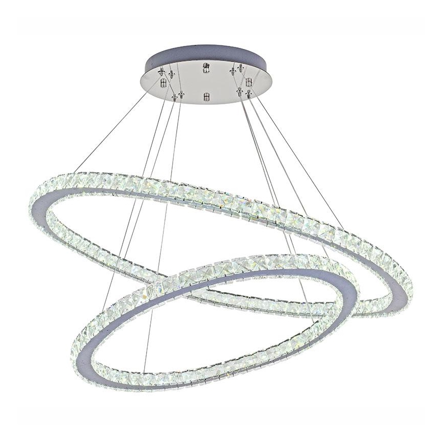 LED Zatemnitveni kristalni lestenec na vrvici LED/160W/230V 3000-6500K srebrna + Daljinski upravljalnik