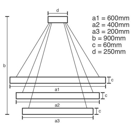 LED Zatemnitveni lestenec na vrvici LED/165W/230V 3000-6500K + Daljinski upravljalnik