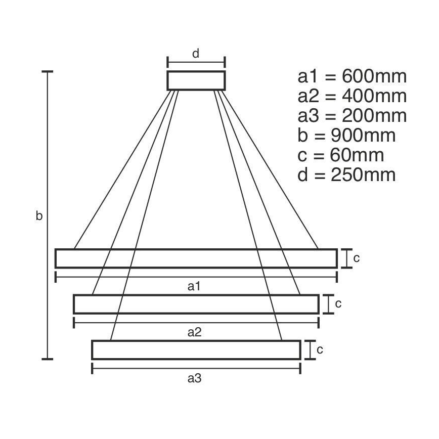 LED Zatemnitveni lestenec na vrvici LED/165W/230V 3000-6500K pr. 60 cm + Daljinski upravljalnik