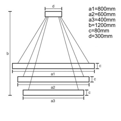 LED Zatemnitveni lestenec na vrvici LED/170W/230V 3000-6500K + Daljinski upravljalnik