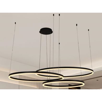 LED Zatemnitveni lestenec na vrvici LED/170W/230V 3000-6500K pr. 100 cm + Daljinski upravljalnik