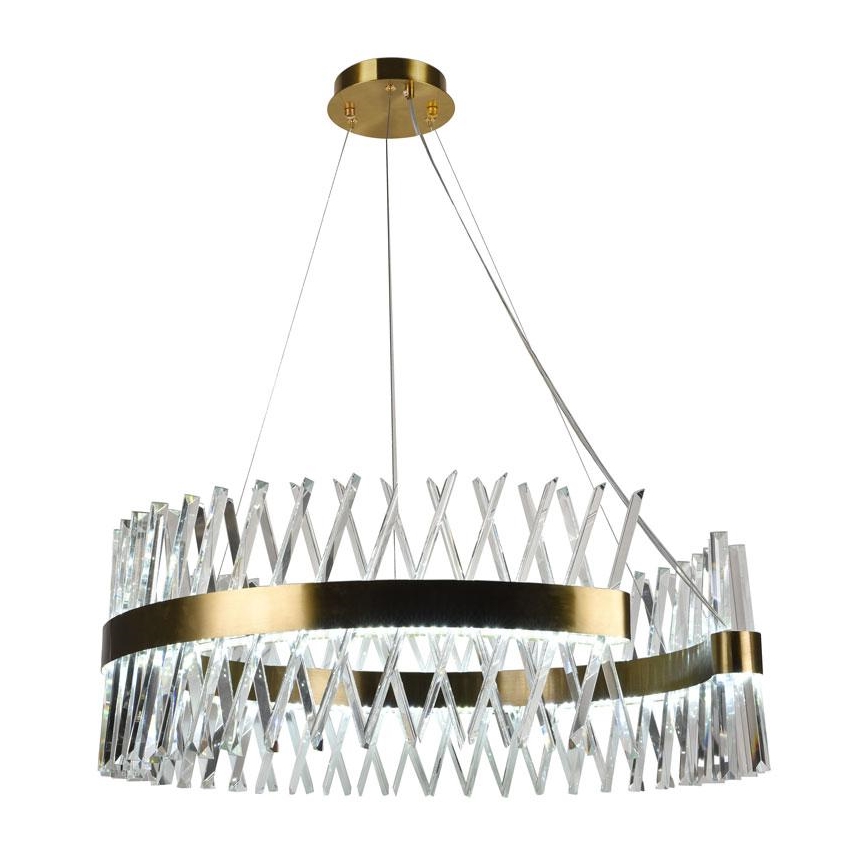 LED Zatemnitveni kristalni lestenec na vrvici LED/175W/230V 3000-6500K zlata + Daljinski upravljalnik
