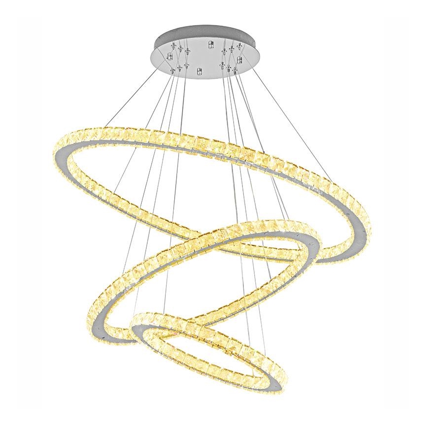 LED Zatemnitveni kristalni lestenec na vrvici LED/210W/230V 3000-6500K srebrna + Daljinski upravljalnik
