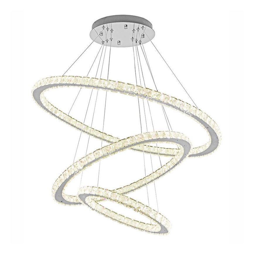 LED Zatemnitveni kristalni lestenec na vrvici LED/210W/230V 3000-6500K srebrna + Daljinski upravljalnik