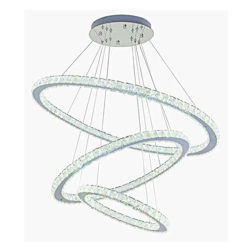 LED Zatemnitveni kristalni lestenec na vrvici LED/210W/230V 3000-6500K srebrna + Daljinski upravljalnik