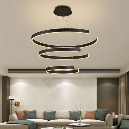 LED Zatemnitveni lestenec na vrvici LED/220W/230V 3000-6500K pr. 80 cm + Daljinski upravljalnik