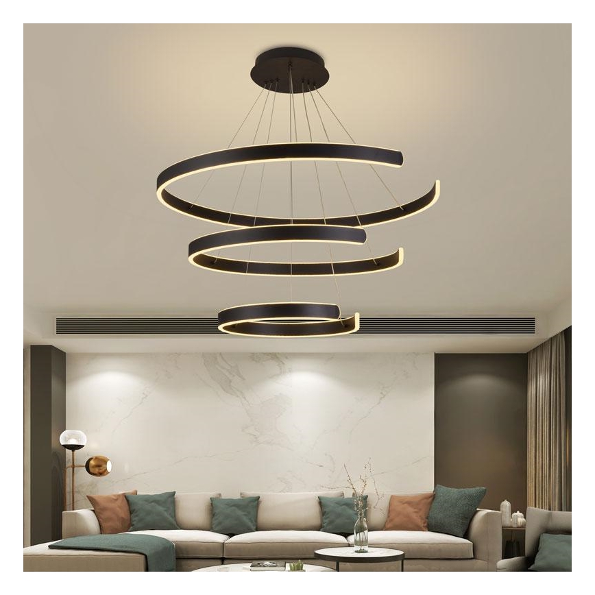 LED Zatemnitveni lestenec na vrvici LED/220W/230V 3000-6500K pr. 80 cm + Daljinski upravljalnik