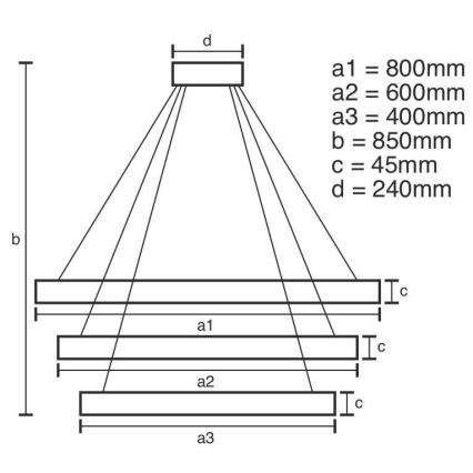 LED Zatemnitveni lestenec na vrvici LED/220W/230V 3000-6500K + Daljinski upravljalnik