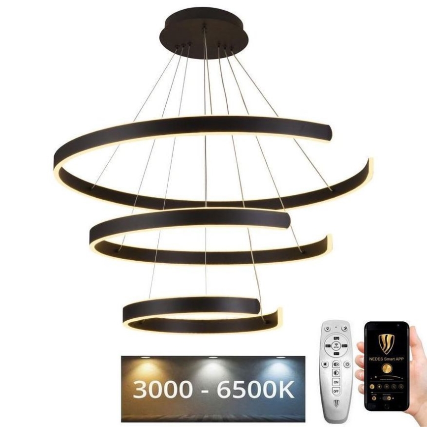 LED Zatemnitveni lestenec na vrvici LED/220W/230V 3000-6500K pr. 80 cm + Daljinski upravljalnik