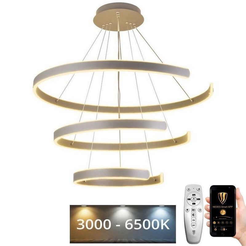 LED Zatemnitveni lestenec na vrvici LED/220W/230V 3000-6500K pr. 80 cm + Daljinski upravljalnik