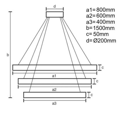 LED Zatemnitveni lestenec na vrvici LED/235W/230V 3000-6500K + Daljinski upravljalnik